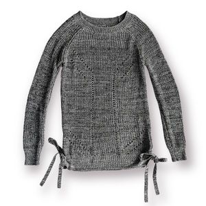 SO Heather Gray lace up side Knit Textured Sweater Fall Clothing Women's Small